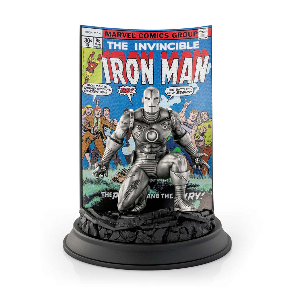 The Invincible Iron Man #96 Limited Edition (pre-order) statue on a stand.