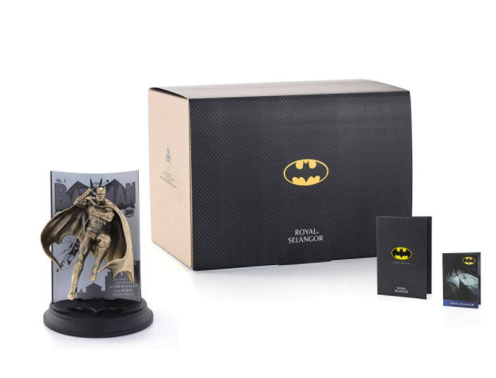 A Limited Edition Gilt Batman #1 0179021E statue in a box with a box.