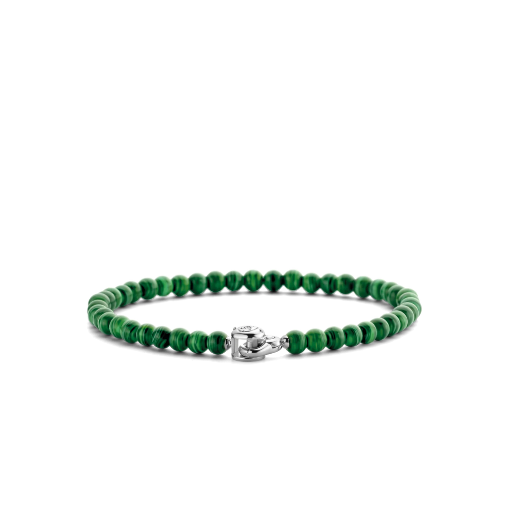 A TI SENTO – Milano Malachite Green Bracelet 2908MA with emerald beads and a silver clasp.