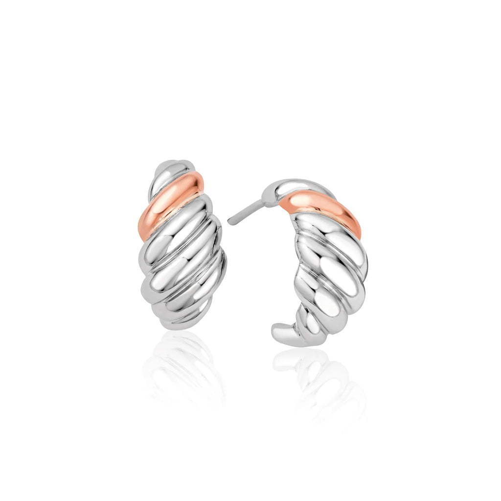 A pair of Clogau Lover's Twist Earrings 3SLTW0614 hoop earrings.