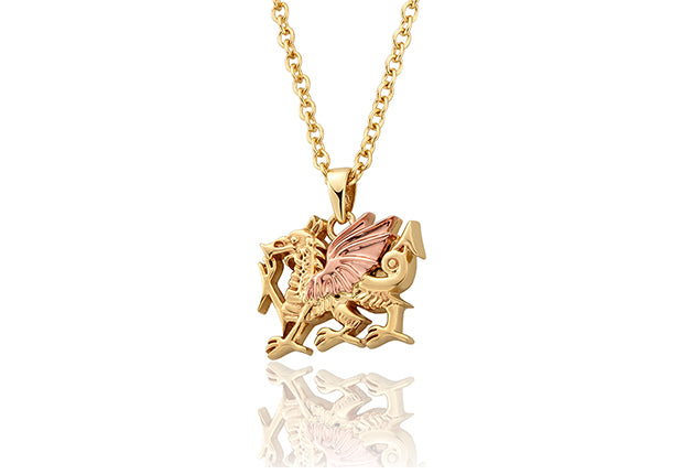 A Clogau Gold Welsh Dragon Pendant D004 necklace with an image of a griffin.