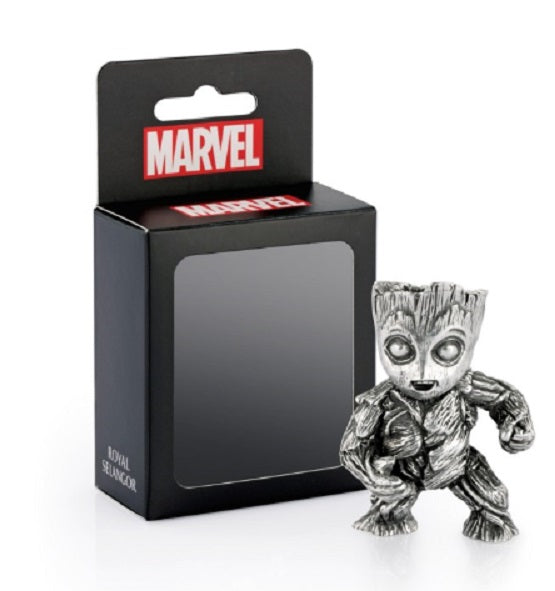 A silver Groot Mini Figurine 017969R in a box.