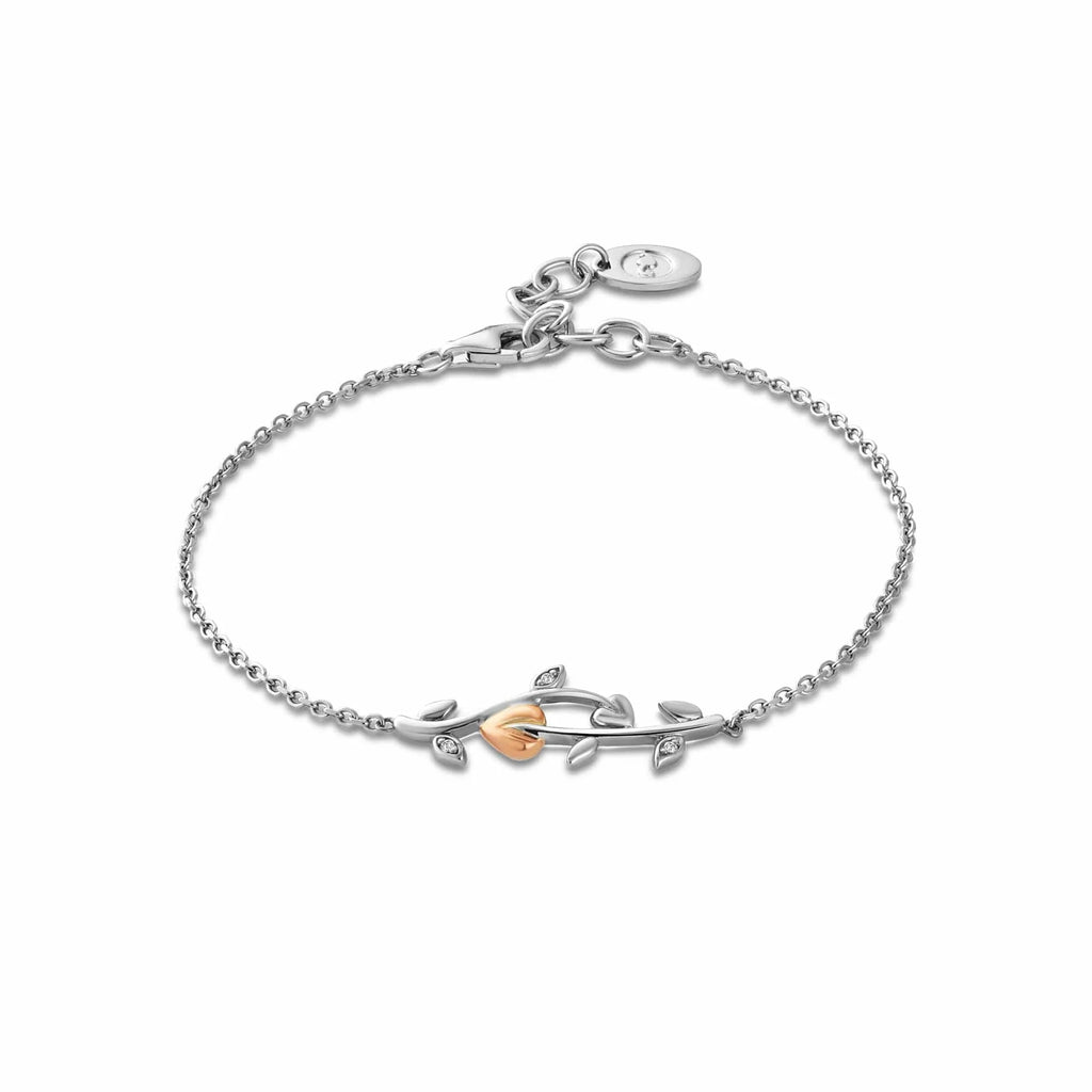 The Clogau Tree of Life® Sterling Silver Vine Bracelet with Topaz features a delicate vine and branch design, accented with topaz and an adjustable clasp, inspired by the elegant beauty of Tree of Life bracelets.