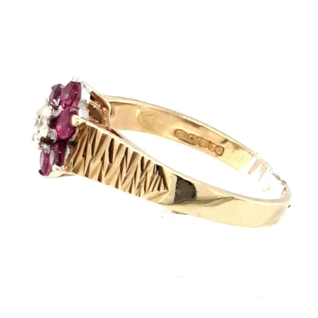 9ct Diamond & Ruby Cluster Ring