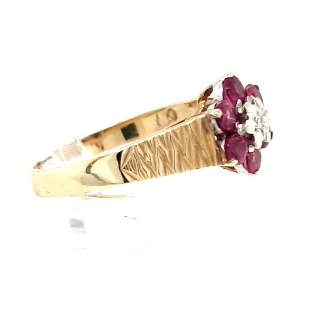 9ct Diamond & Ruby Cluster Ring