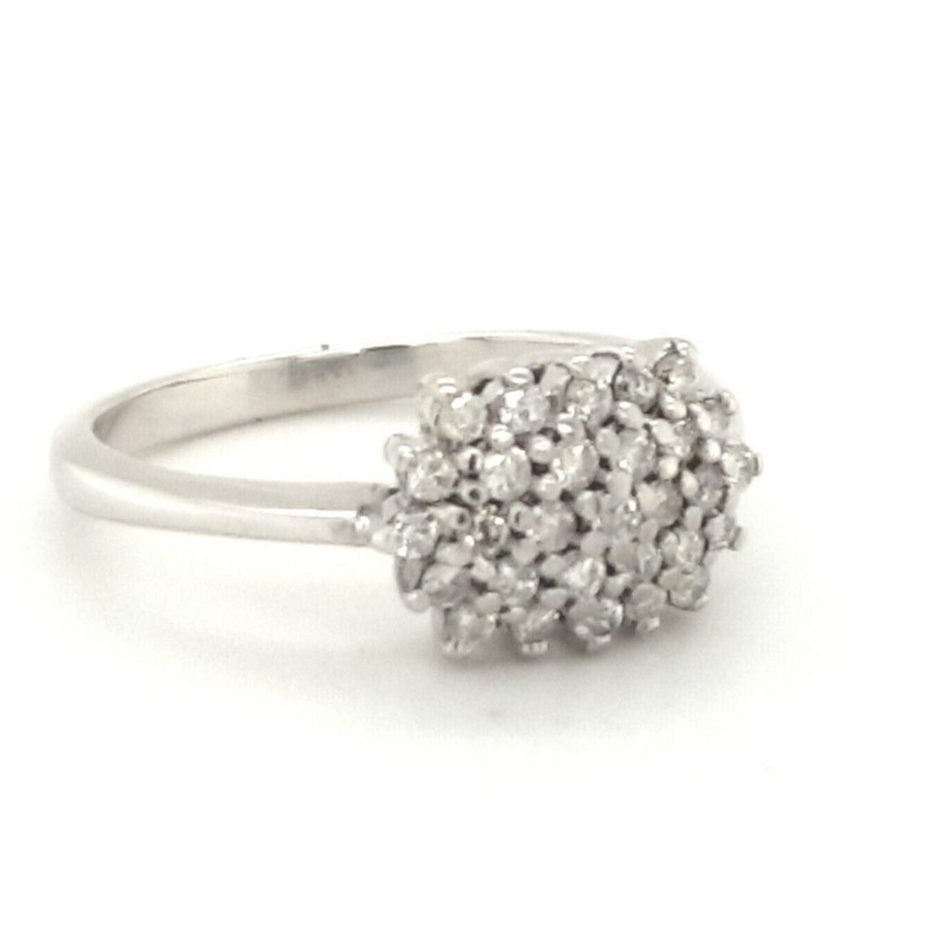 9ct White Gold Diamond Cluster Ring 