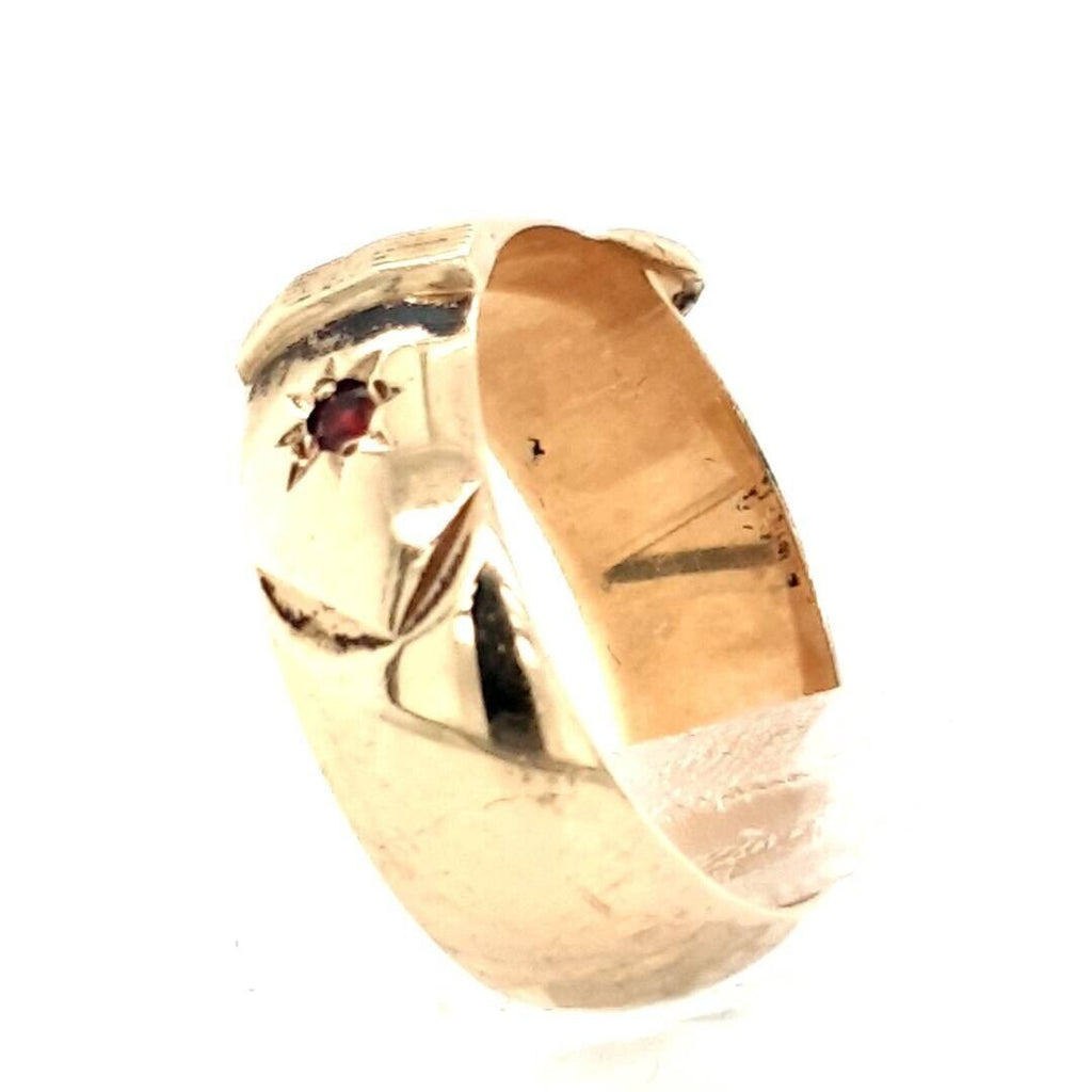 9ct Gold Garnet Buckle Ring