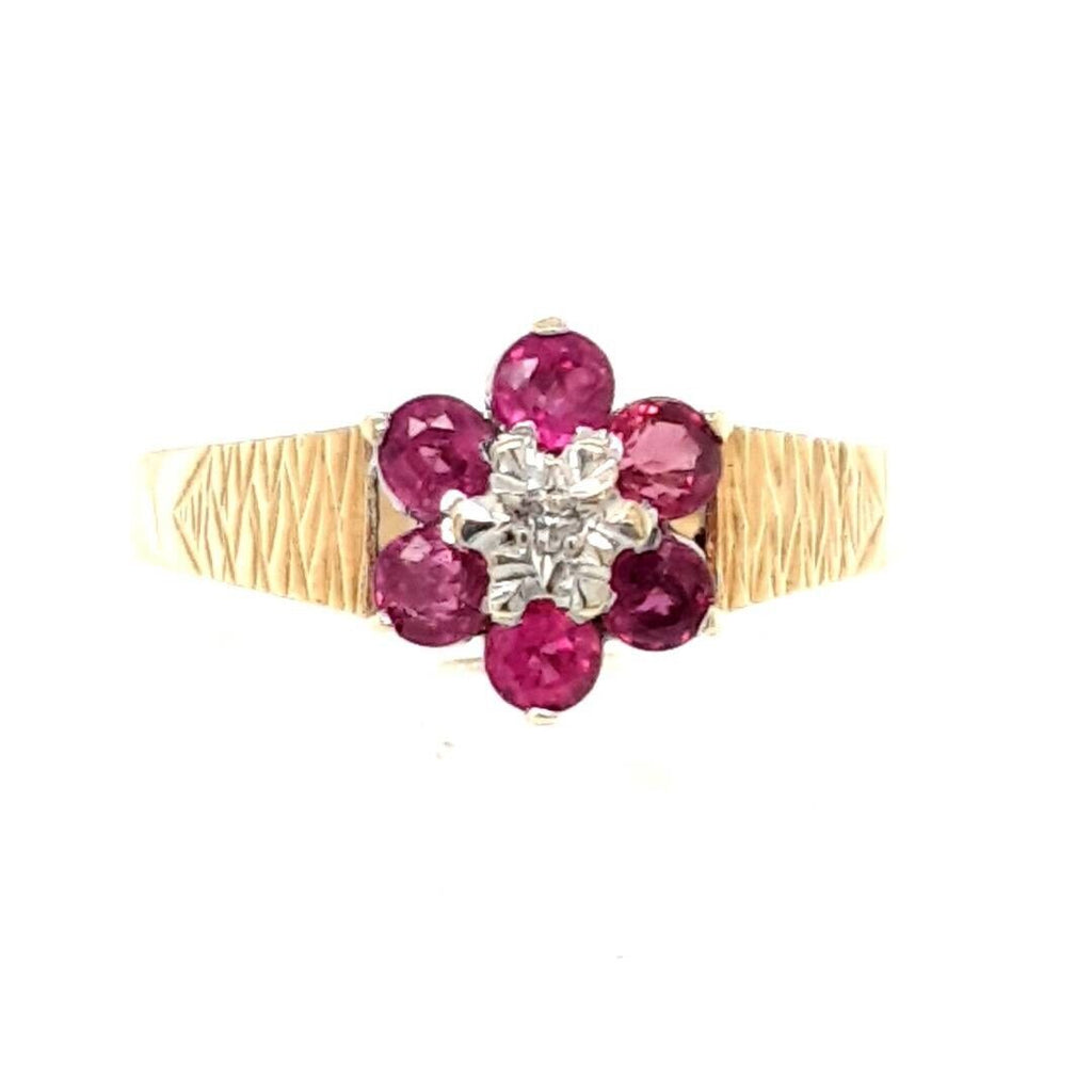 9ct Diamond & Ruby Cluster Ring