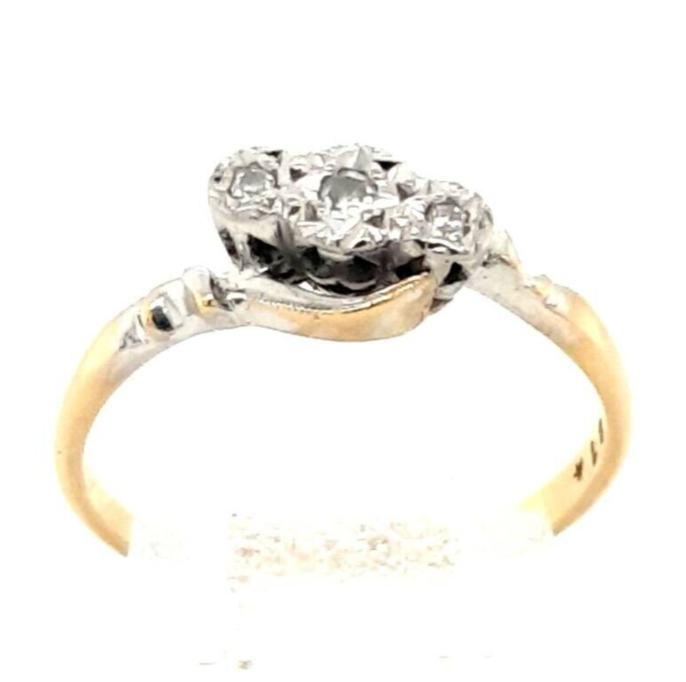 18ct Gold Diamond Three Stone Crossover Ring