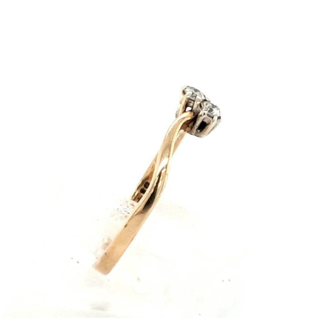 9ct Gold Diamond Two Stone Crossover Ring