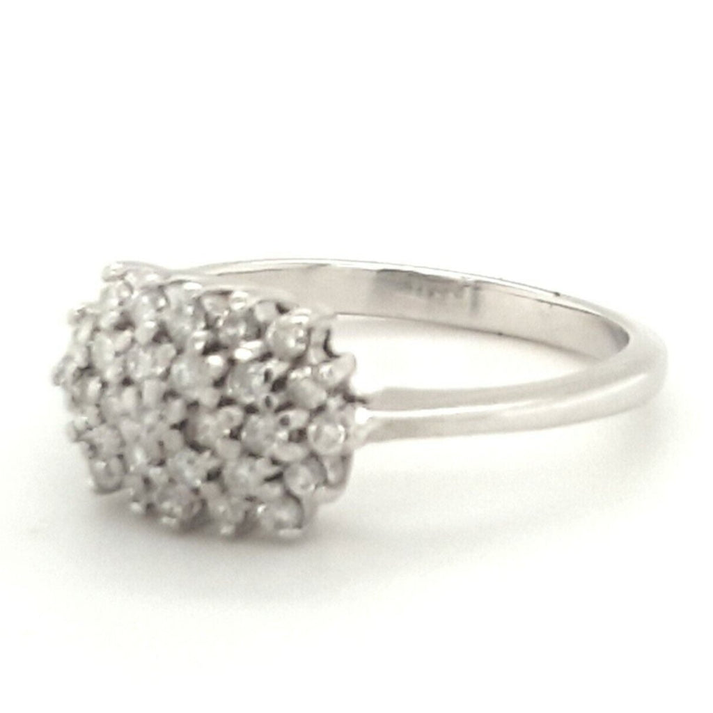 9ct White Gold Diamond Cluster Ring 