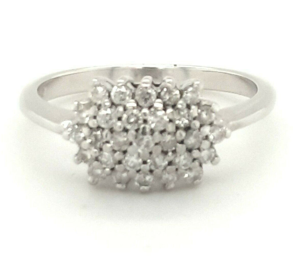 9ct White Gold Diamond Cluster Ring 