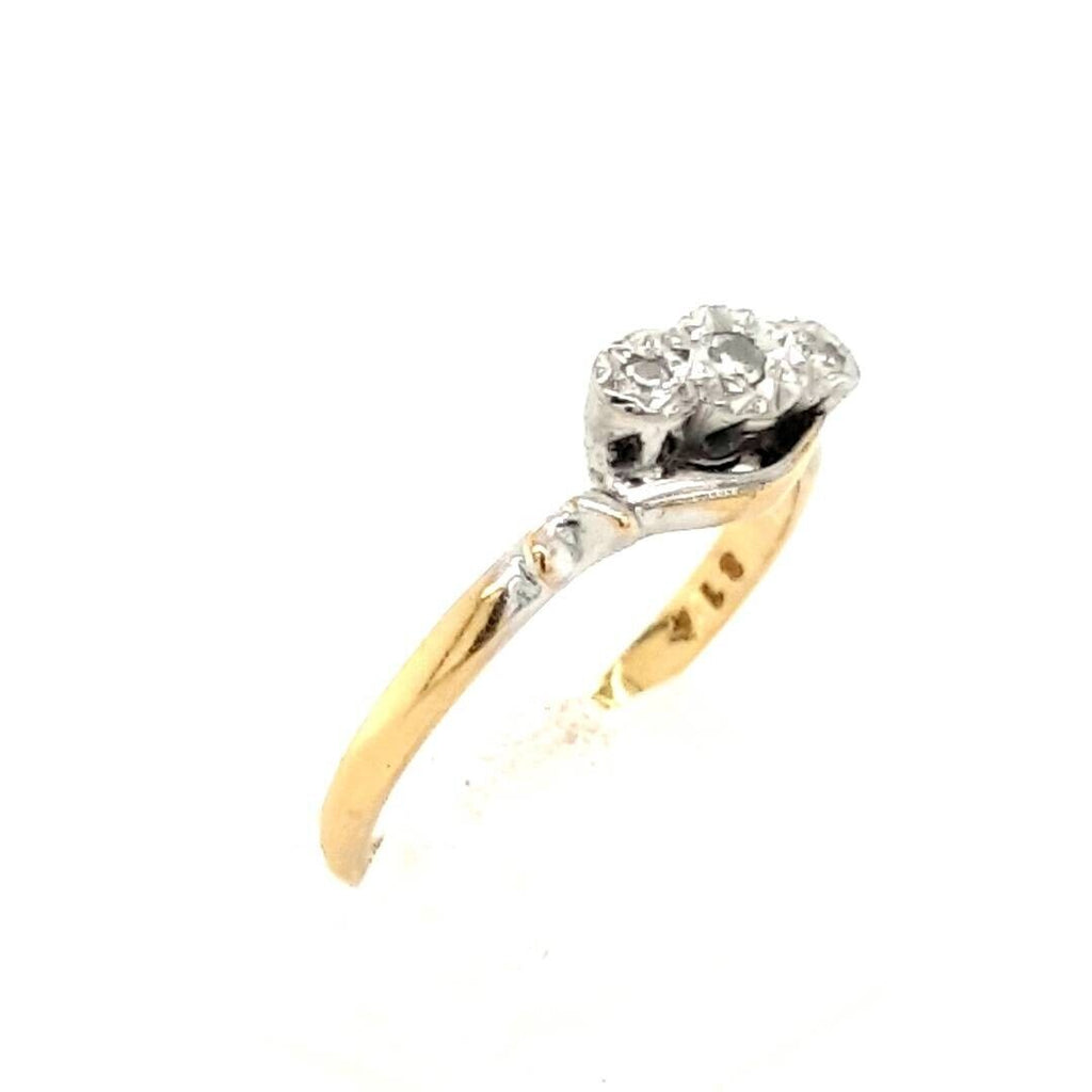 18ct Gold Diamond Three Stone Crossover Ring