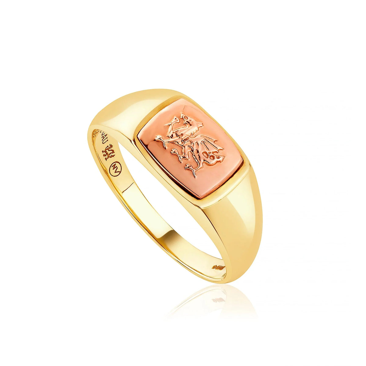 Royal Clogau® 9ct Solid Gold Welsh Dragon Signet Ring. – Alea Jewellers