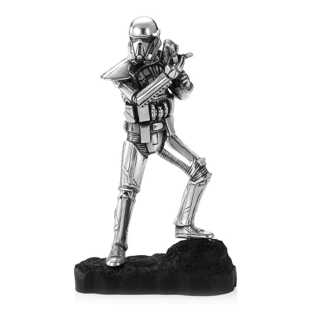 A silver Death Trooper Star Wars Figurine 017918R on a black background.