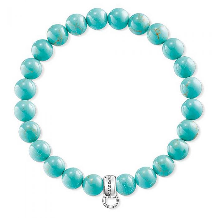 A THOMAS SABO Turquoise Beaded Bracelet X0213-404-17 with a silver charm.