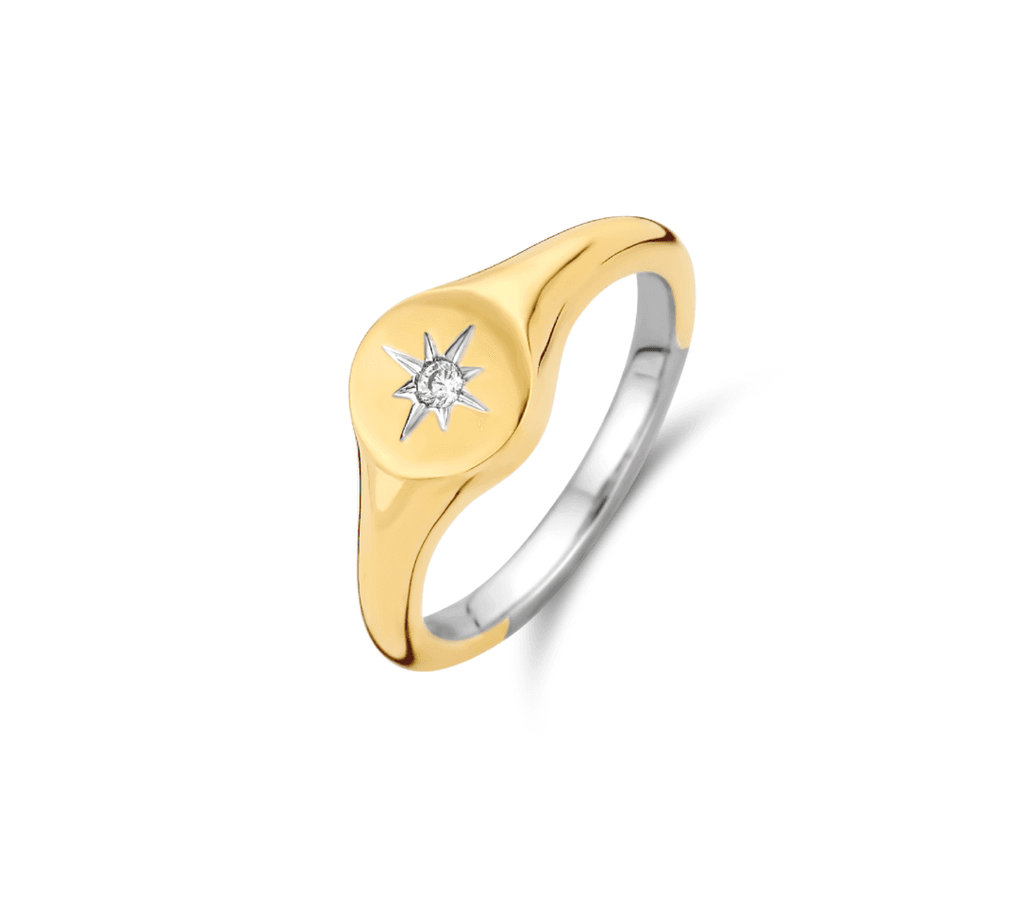 A TI SENTO Signet Ring 12199ZY with a diamond.