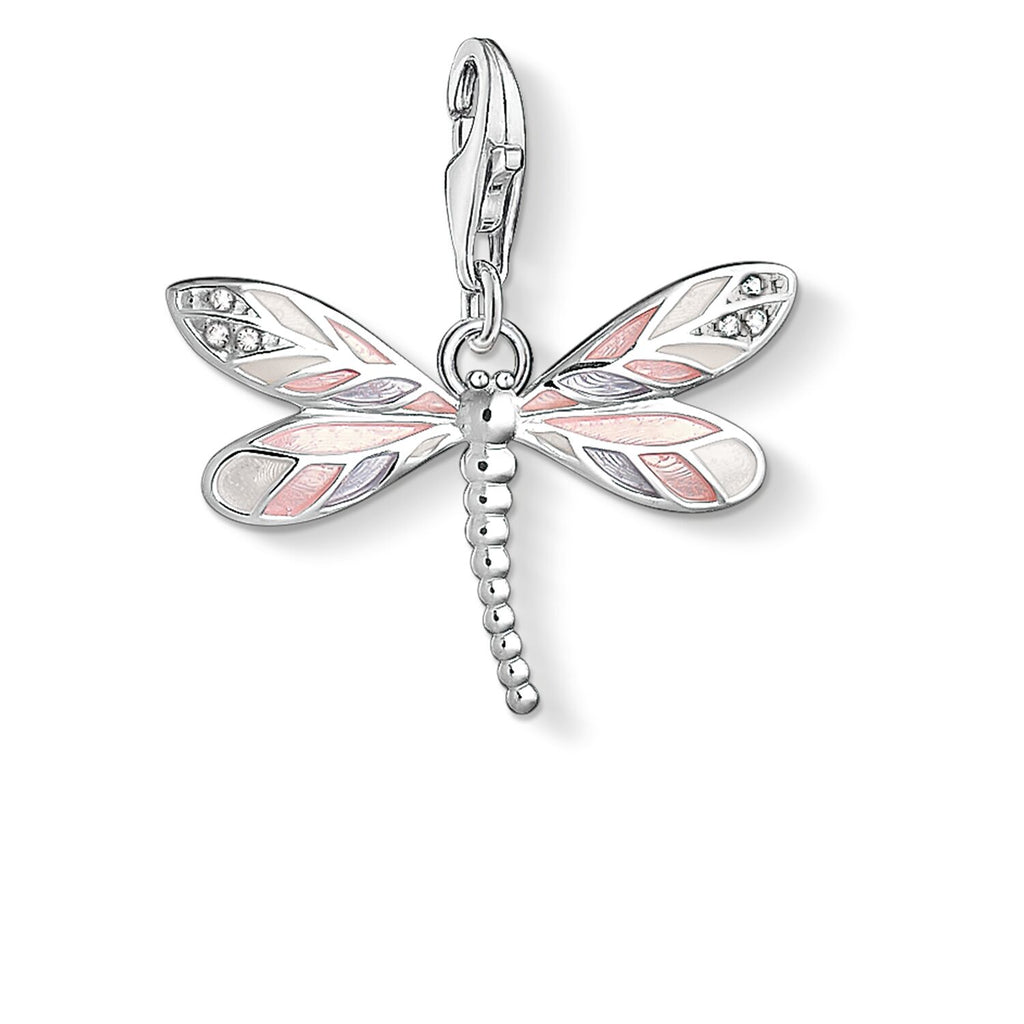 A silver and pink Dragonfly Charm Pendant. THOMAS SABO 1516-041-9.