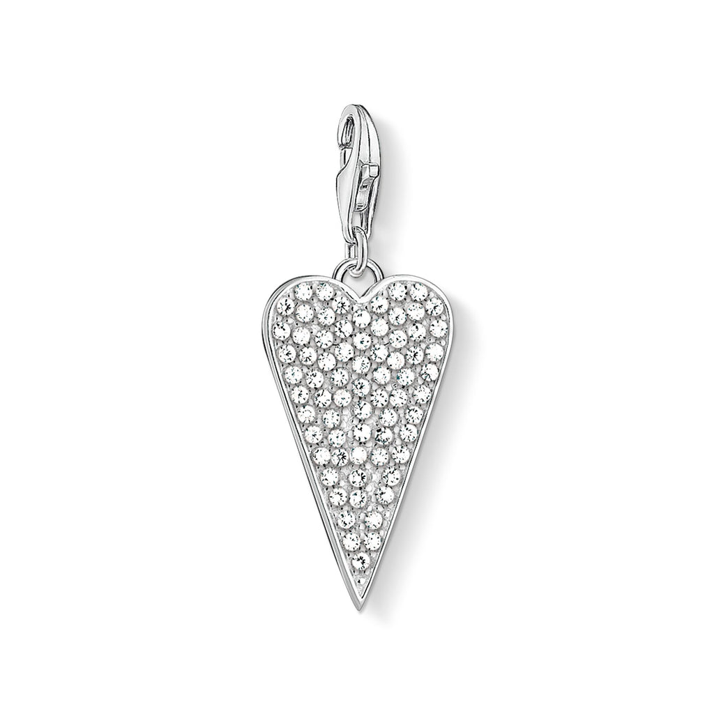 Thomas Sabo Sterling Silver Charm Heart Pave Club Pendant 1568-051-14