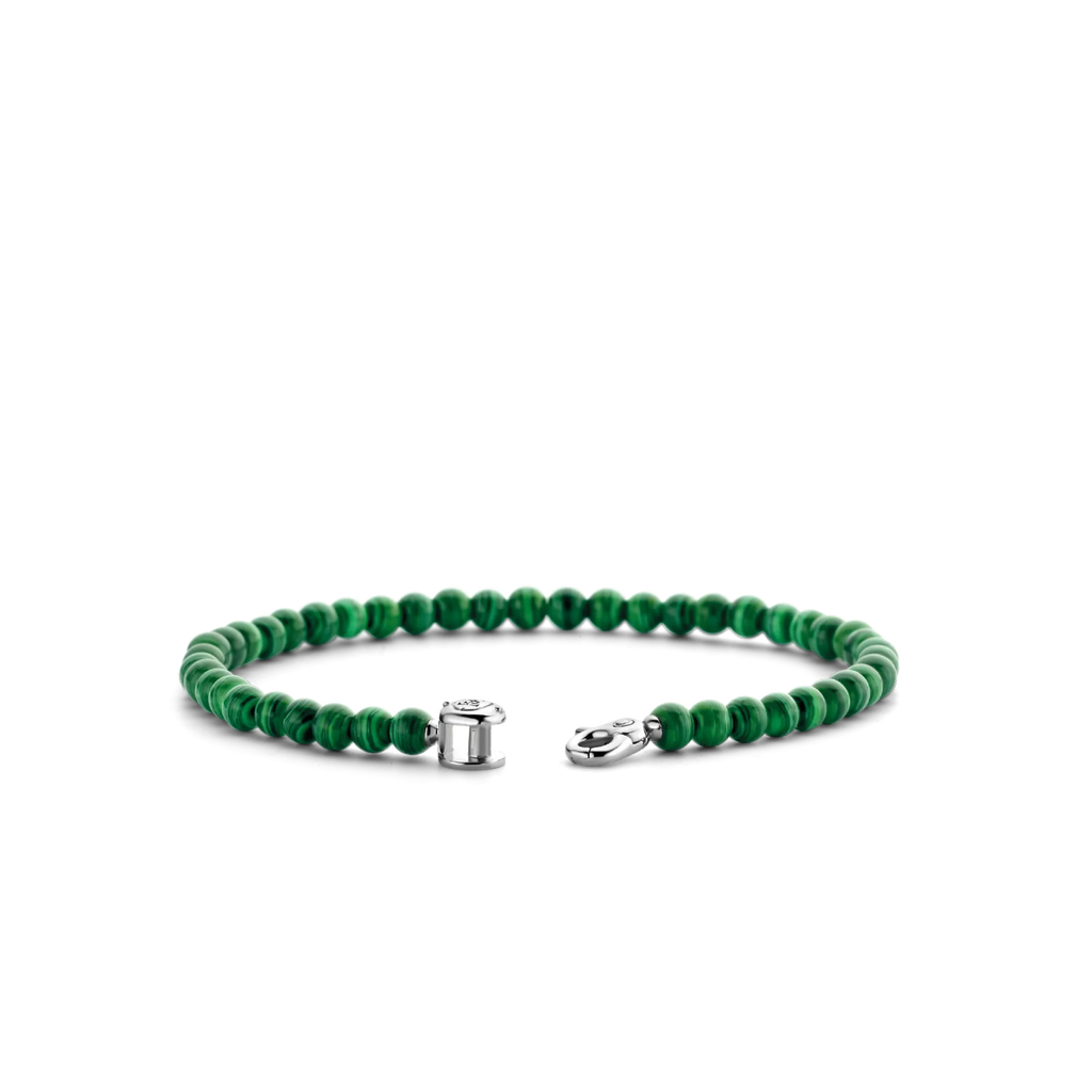 A TI SENTO – Milano Malachite Green Bracelet 2908MA with emerald beads and diamonds.