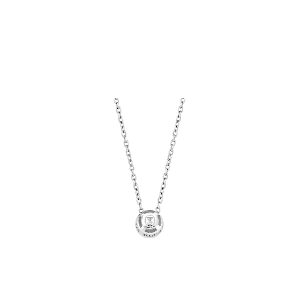 A TI SENTO Milano Necklace 3845TQ with a diamond pendant on a black background.