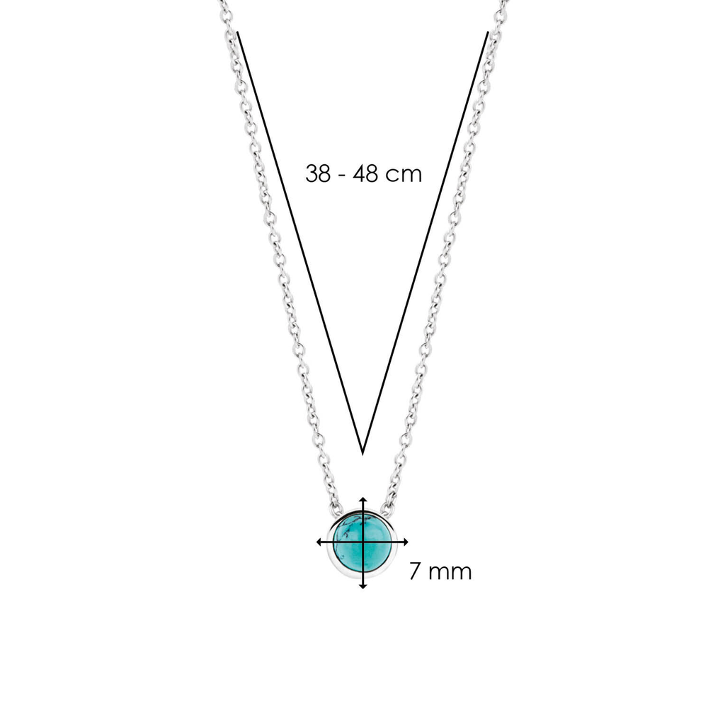 A TI SENTO Milano Necklace 3845TQ with a turquoise stone on it.