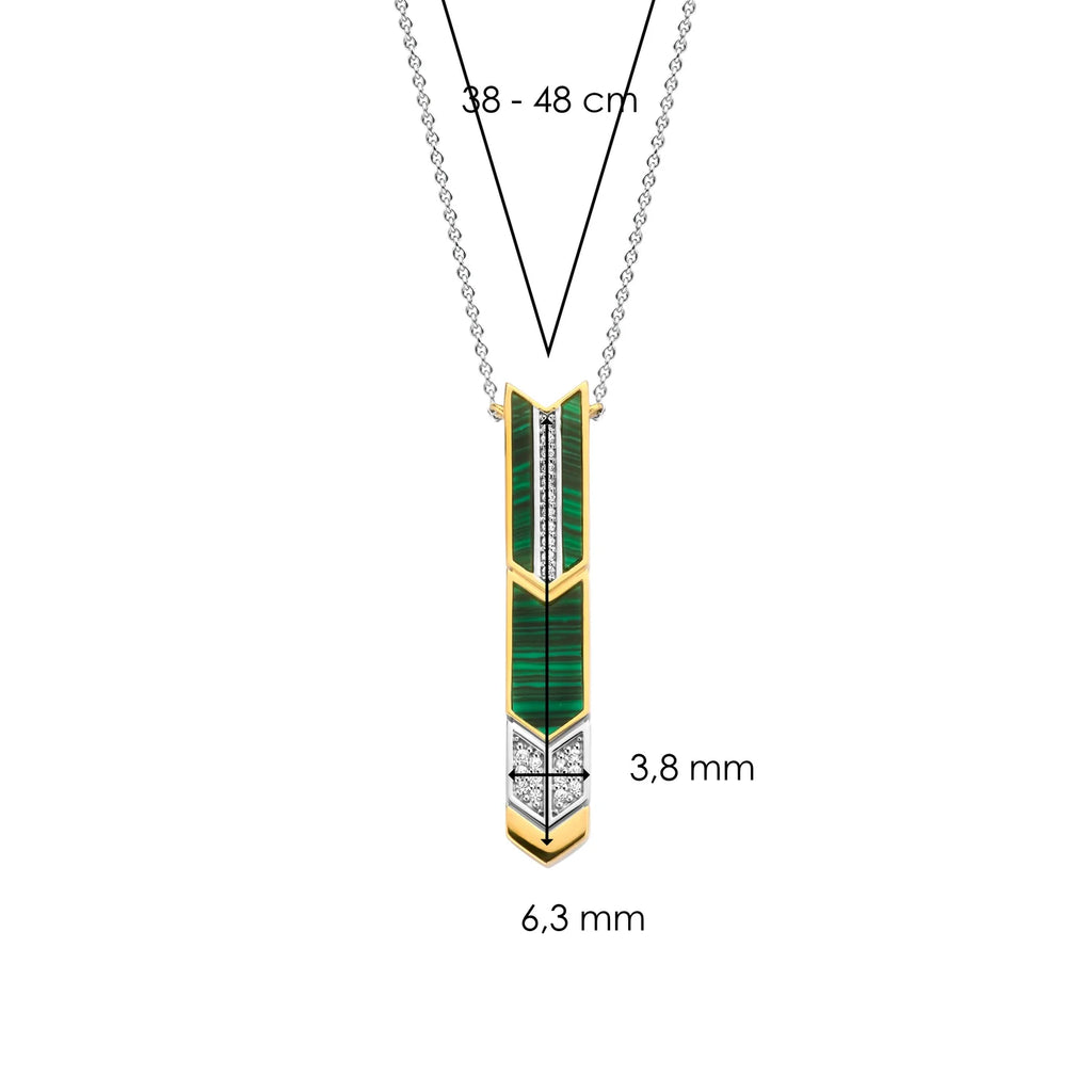 A necklace with a TI SENTO MALCHITE GREEN PENDANT 3954MA pendant.