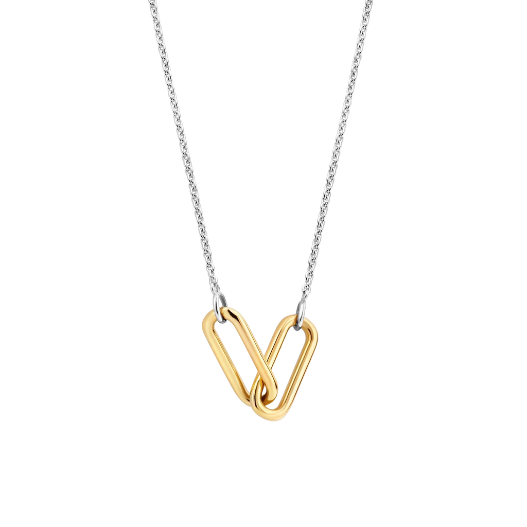A TI SENTO – Milano Paper Link Necklace 3966SY with a heart shaped pendant.