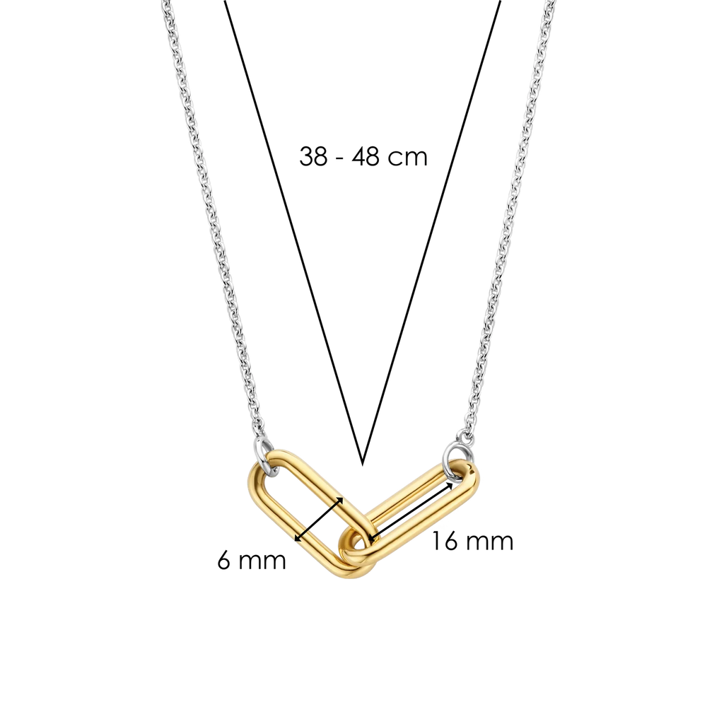 A TI SENTO – Milano Paper Link Necklace 3966SY with a gold chain and a chain link.