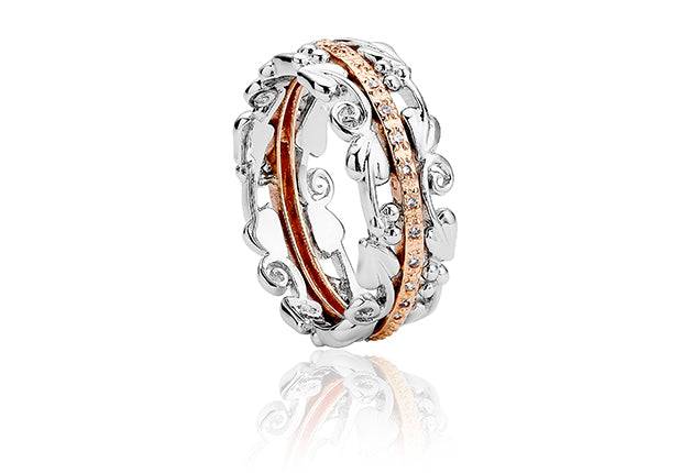 Clogau Am Byth® Ring. 3SABR01 with diamonds in white and rose gold.