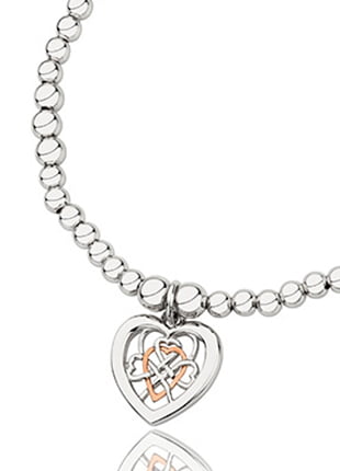 A Clogau Welsh Royalty Heart Affinity Bead Bracelet 3SBB73S with a heart shaped charm.