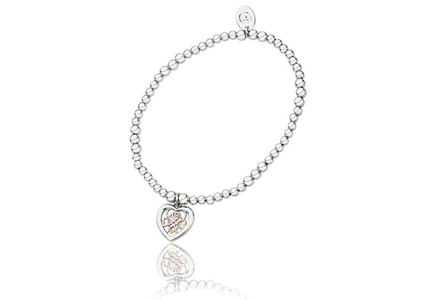 A Clogau Welsh Royalty Heart Affinity Bead Bracelet 3SBB73S with a heart charm.