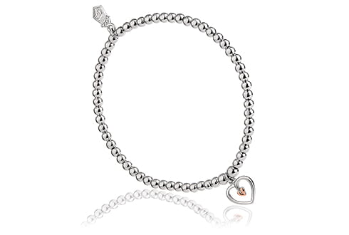 A Clogau Tree of Life® Heart Affinity Beaded Bracelet 3SBB7S with a heart charm.