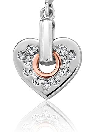 A white and rose gold Clogau Cariad Sparkle Heart Earrings. 3SCCE01 with diamonds.