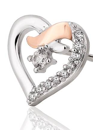 A white and rose gold heart shaped ring with diamonds has been replaced by the Clogau® Kiss Earrings 3SCGKSE.