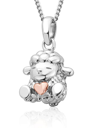 A Clogau Ciwt Sheep Pendant with a heart on it.