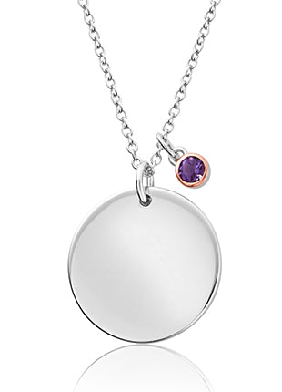 A Clogau Celebration February Birthstone Pendant 3SCLC0116 with an amethyst and a purple stone.