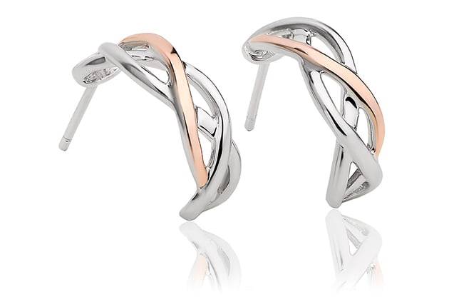 Clogau Tree Of Life White Topaz Half Hoop Earrings, 60% OFF