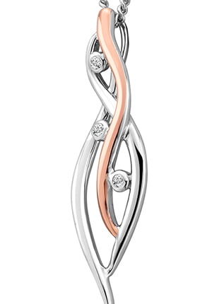 Two tone and rose gold Clogau Swallow Falls Pendant 3SCTWIP with diamonds.