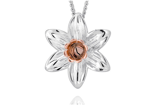 Clogau Daffodil Pendant 3SDP3 in sterling silver and rose gold.