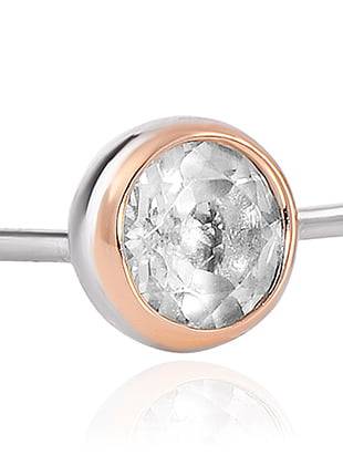A silver and rose gold bangle with Clogau® Celebration White Topaz Stud Earrings 3SEJS1.