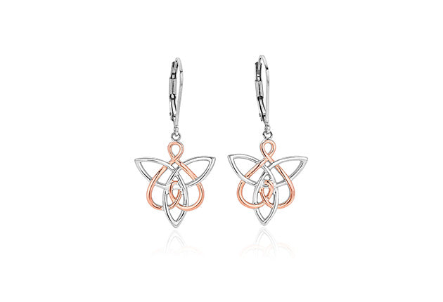 A pair of NEW Clogau Fairies of the Mine Drop Earrings 3SETL0231 with a celtic knot design.