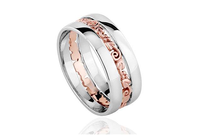 A Clogau Tree of Life® Ring 3SETOLR4 silver and rose gold wedding ring.