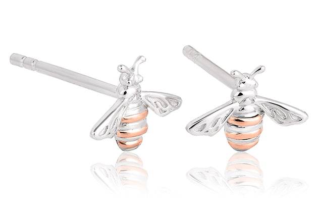 Silver and rose gold Clogau Honey Bee Earrings 3SHNBE.