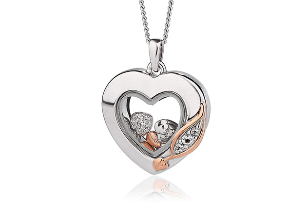 A Clogau Past Present Future® Inner Charm® Heart Pendant locket necklace with diamonds.