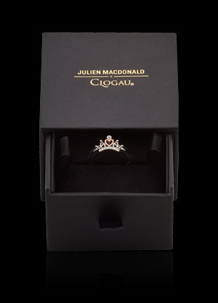 A black box with the Julien Macdonald Clogau Crown Ring 3SJMC0449 in it.