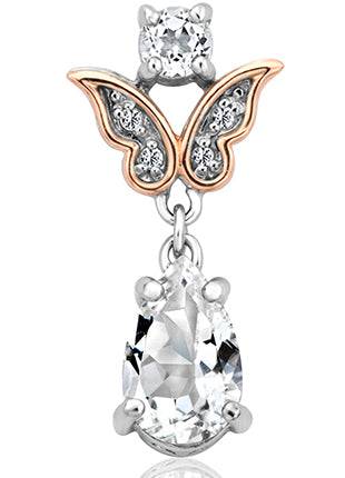 A Clogau Kensington Fife Tiara Drop Earrings 3SKFDE shaped pendant with a rose gold and white diamond.