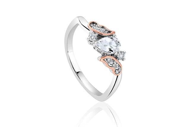 A Clogau Kensington Fife Tiara Ring 3SKFDR with a white diamond.