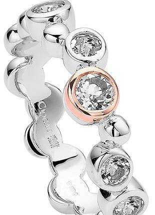 A silver and rose gold Clogau® Celebration Ring 3SMR2 with diamonds.