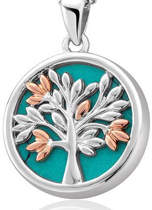 A silver and CLOGAU Tree of Life Turquoise Pendant 3SNTLCTP.
